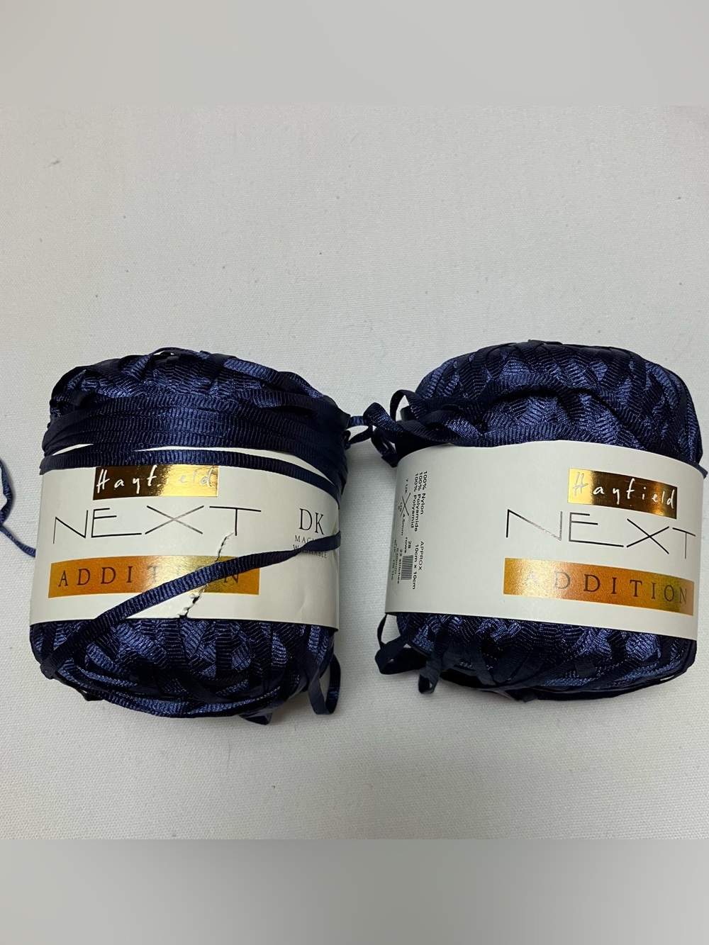 New Lot (2) Hayfield Next Addition Ribbon DK Yarn Navy Made In England